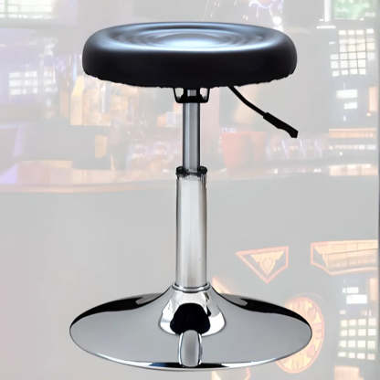 Modern Round Black Leather Adjustable Stool