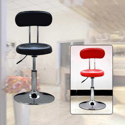 Modern Round Black Leather Adjustable Stool