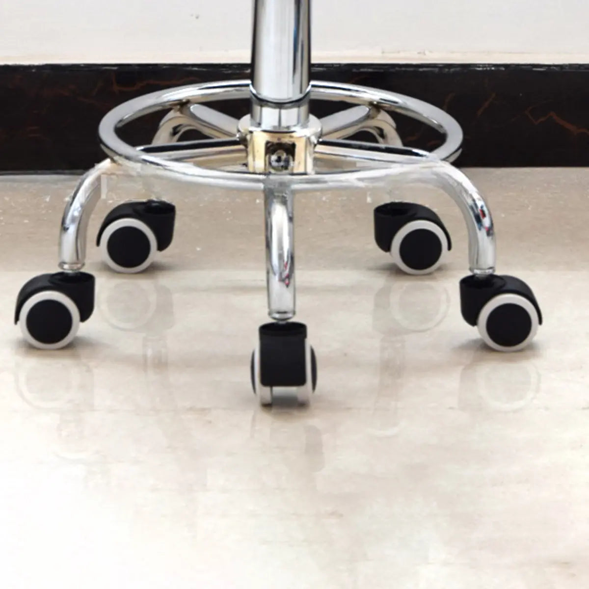 Modern Round Black Leather Adjustable Stool
