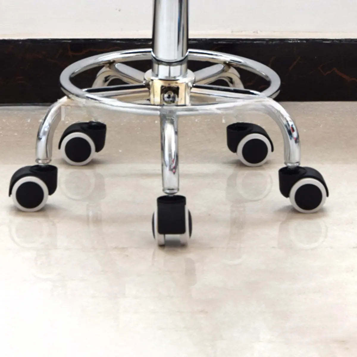 Modern Round Black Leather Adjustable Stool