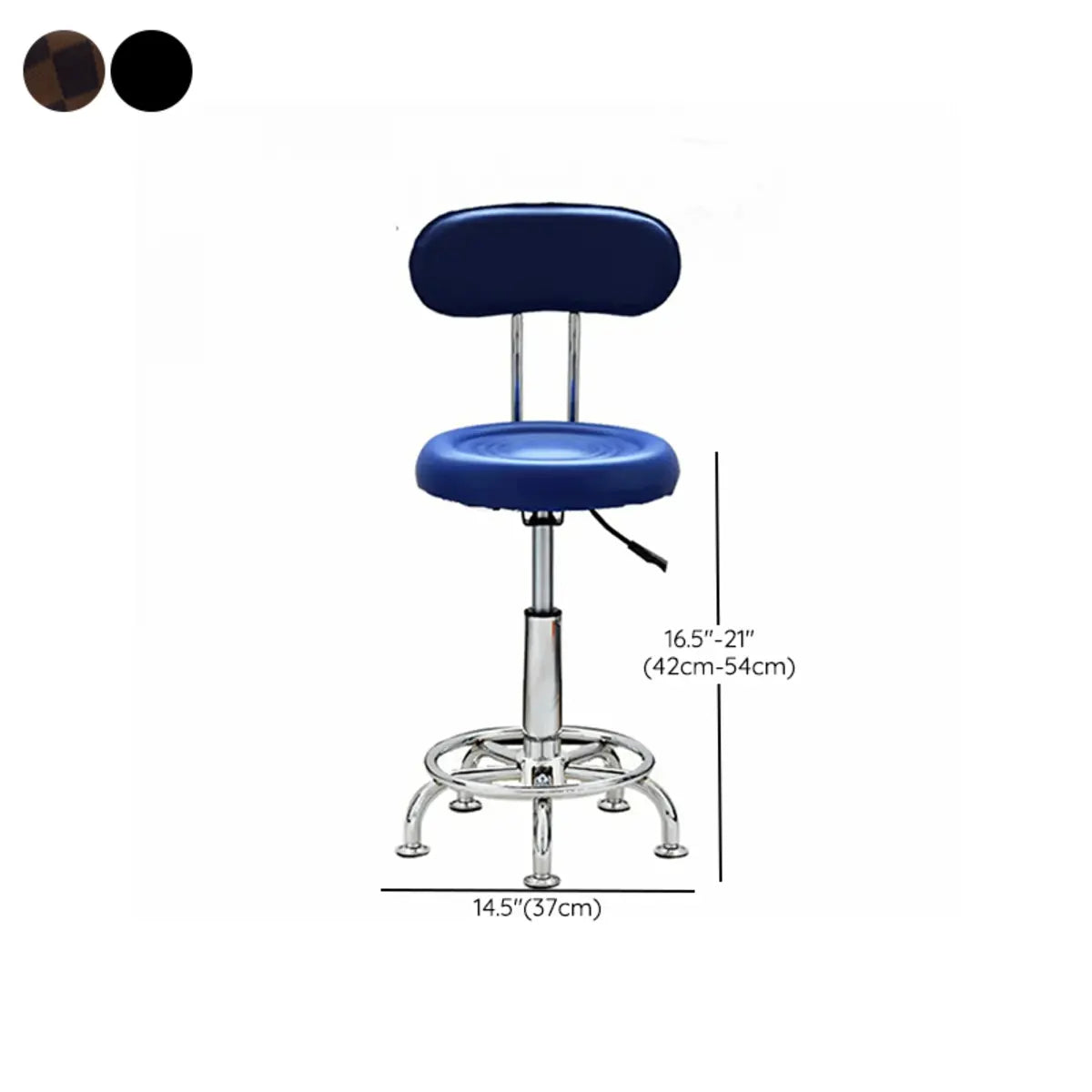 Modern Round Black Leather Adjustable Stool