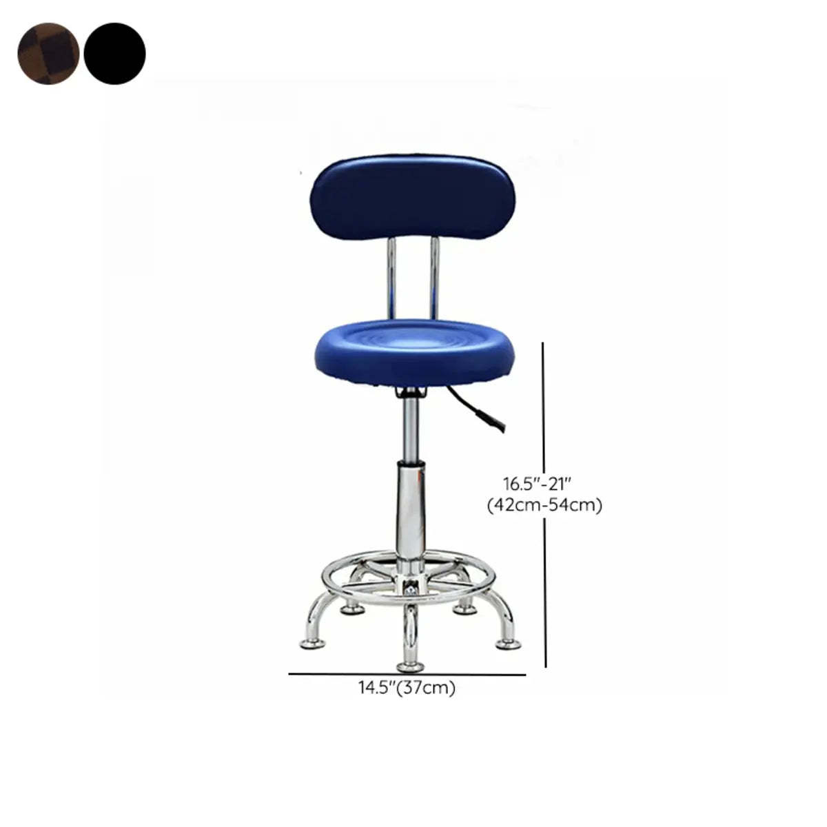 Modern Round Black Leather Adjustable Stool