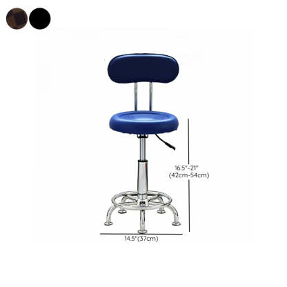 Modern Round Black Leather Adjustable Stool