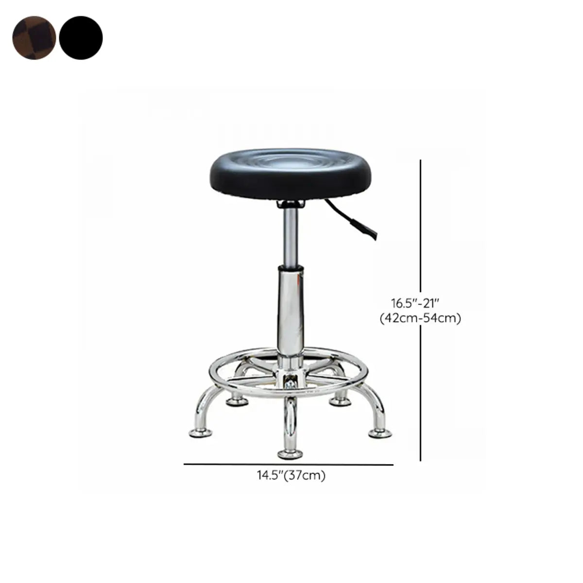Modern Round Black Leather Adjustable Stool