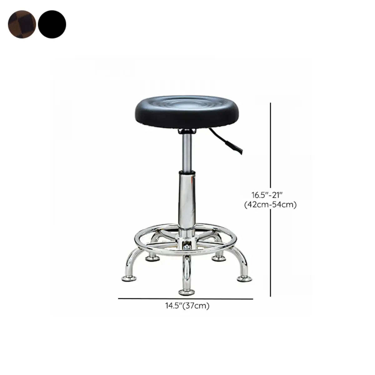 Modern Round Black Leather Adjustable Stool