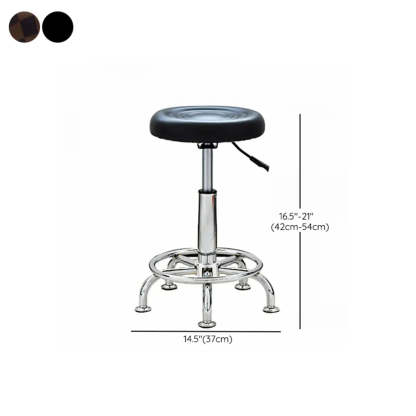 Modern Round Black Leather Adjustable Stool