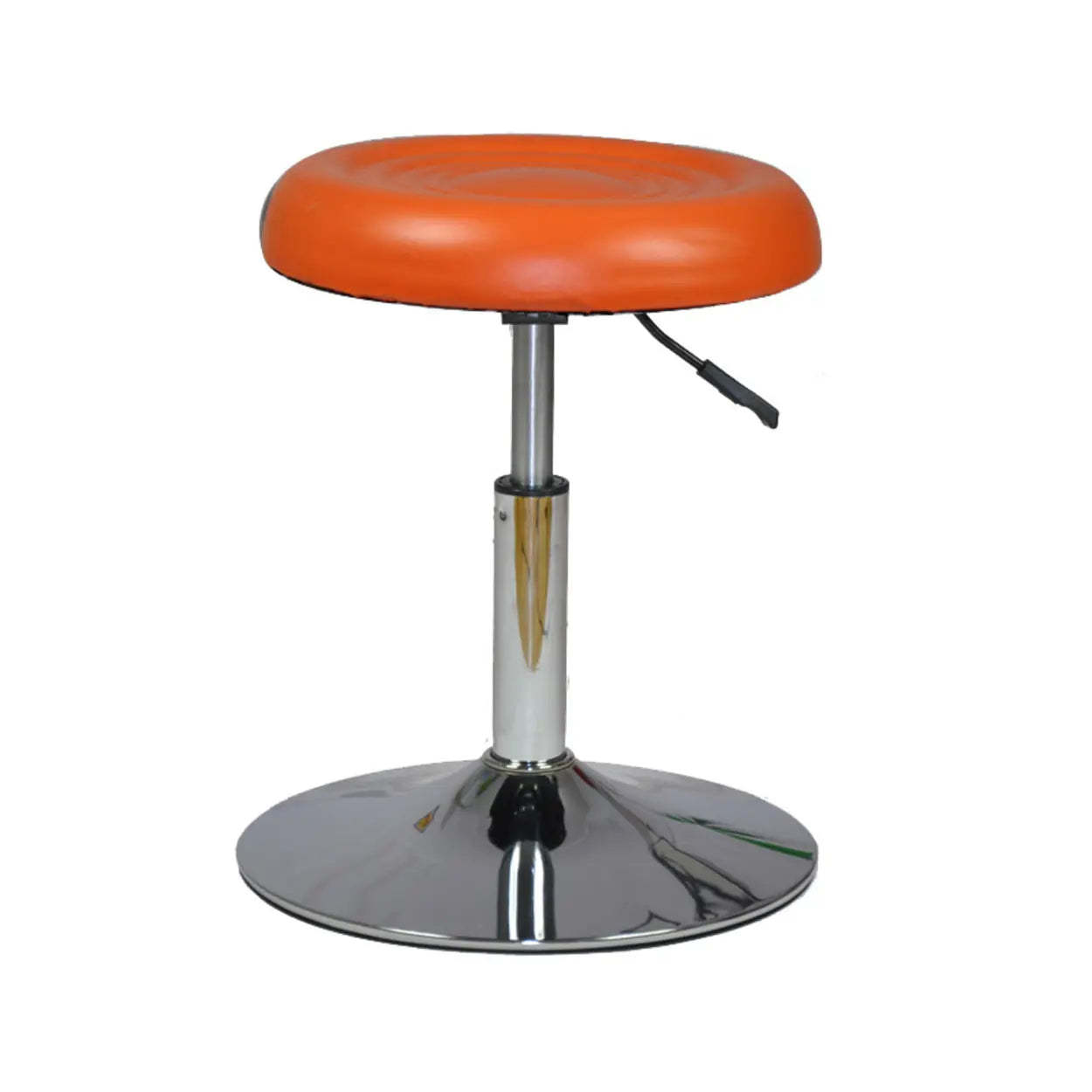 Modern Round Black Leather Adjustable Stool — Red / 5 Legs / With Back