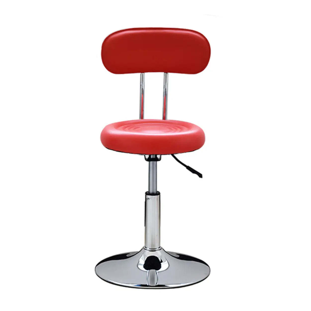 Black leather round office chairs — Round Base / Red