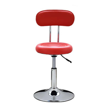Modern Round Black Leather Adjustable Stool
