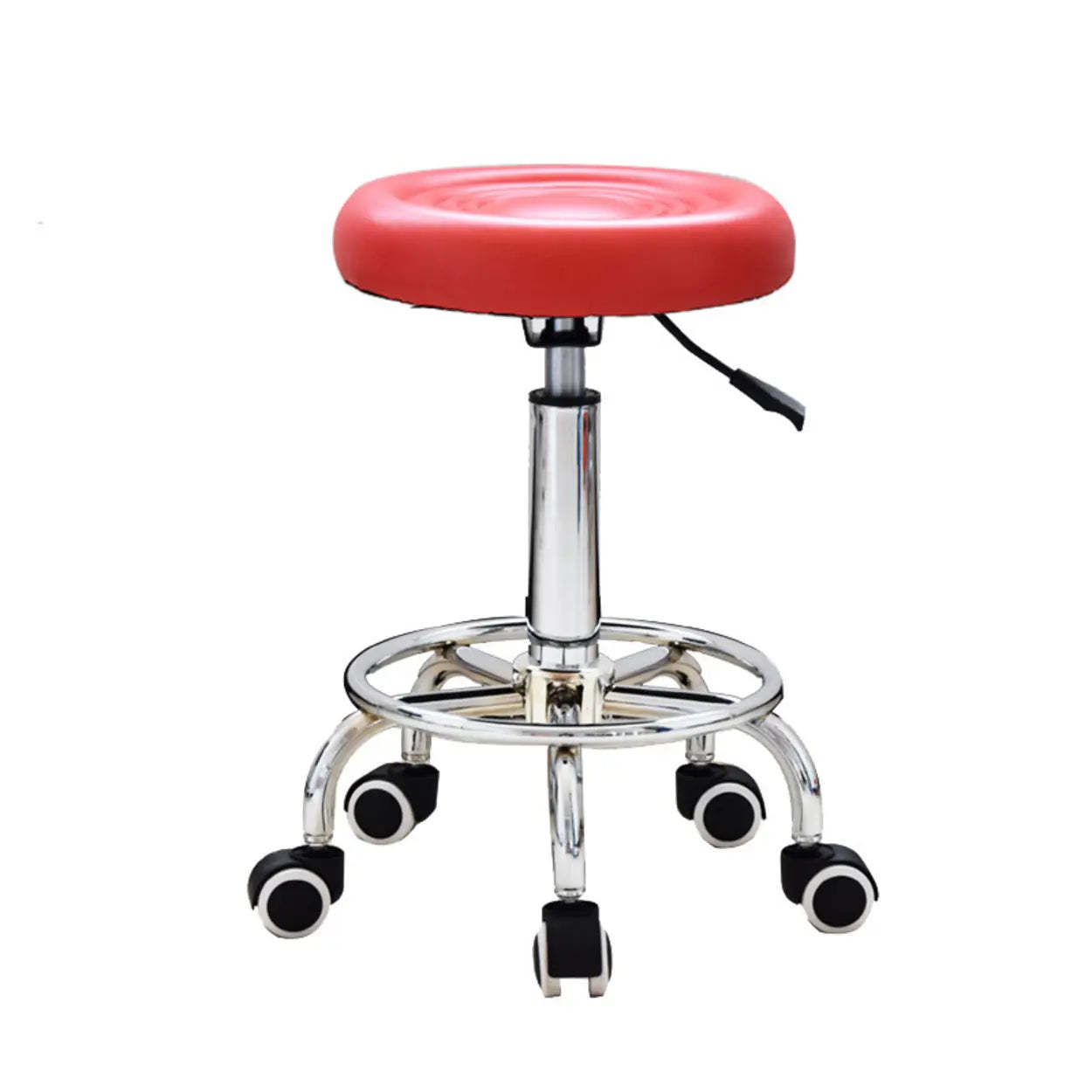 Modern Round Black Leather Adjustable Stool