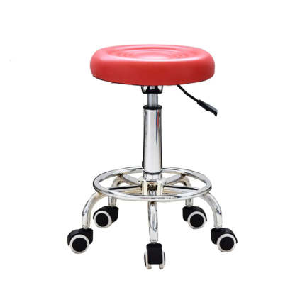 Modern Round Black Leather Adjustable Stool