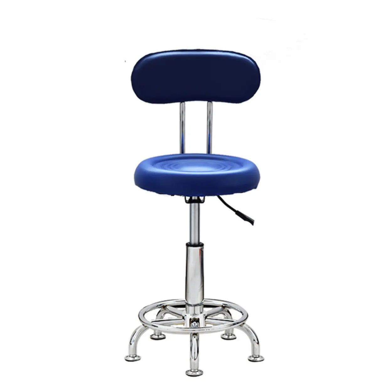 Modern Round Black Leather Adjustable Stool