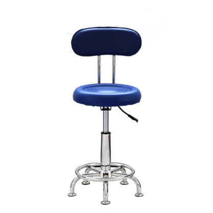 Modern Round Black Leather Adjustable Stool