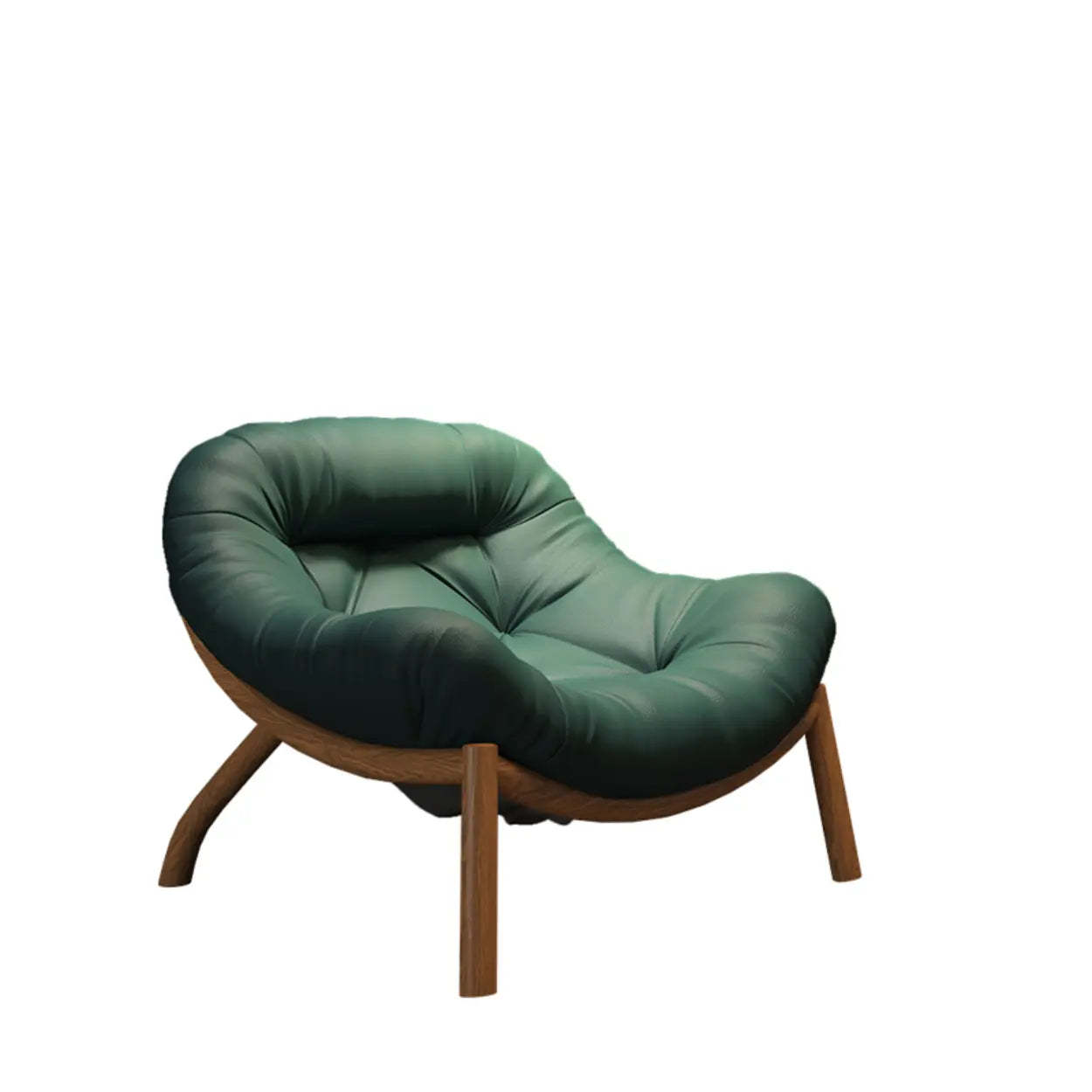 Modern Round Leather Tufted Back Lounge Chair — Black/ Multicolor / Leather / Black