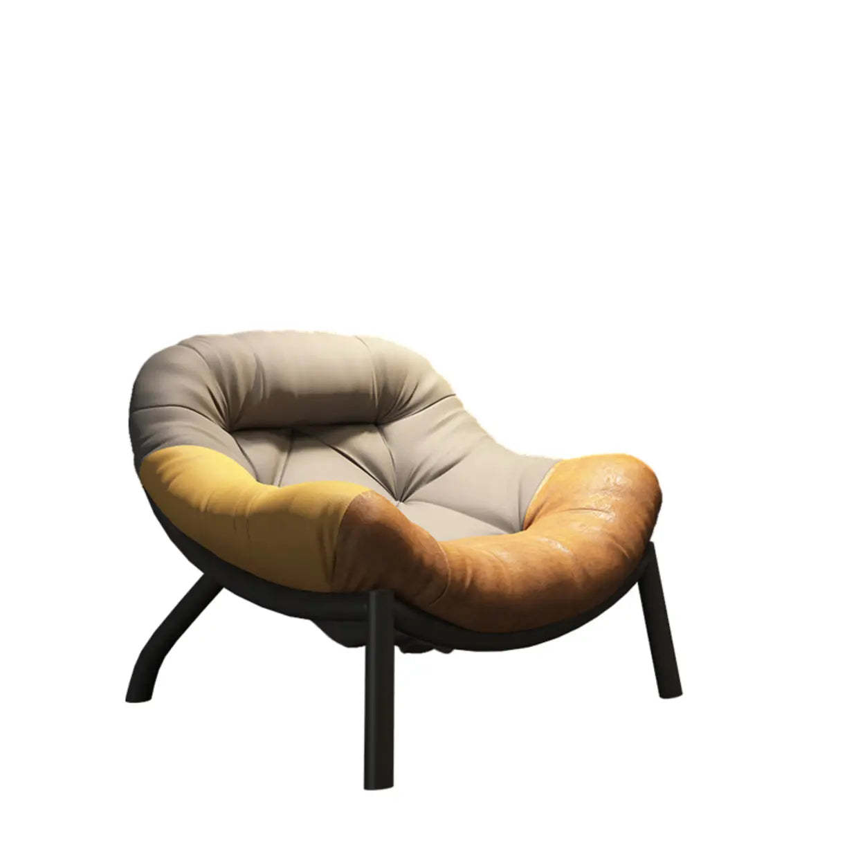 Modern Round Leather Tufted Back Lounge Chair
