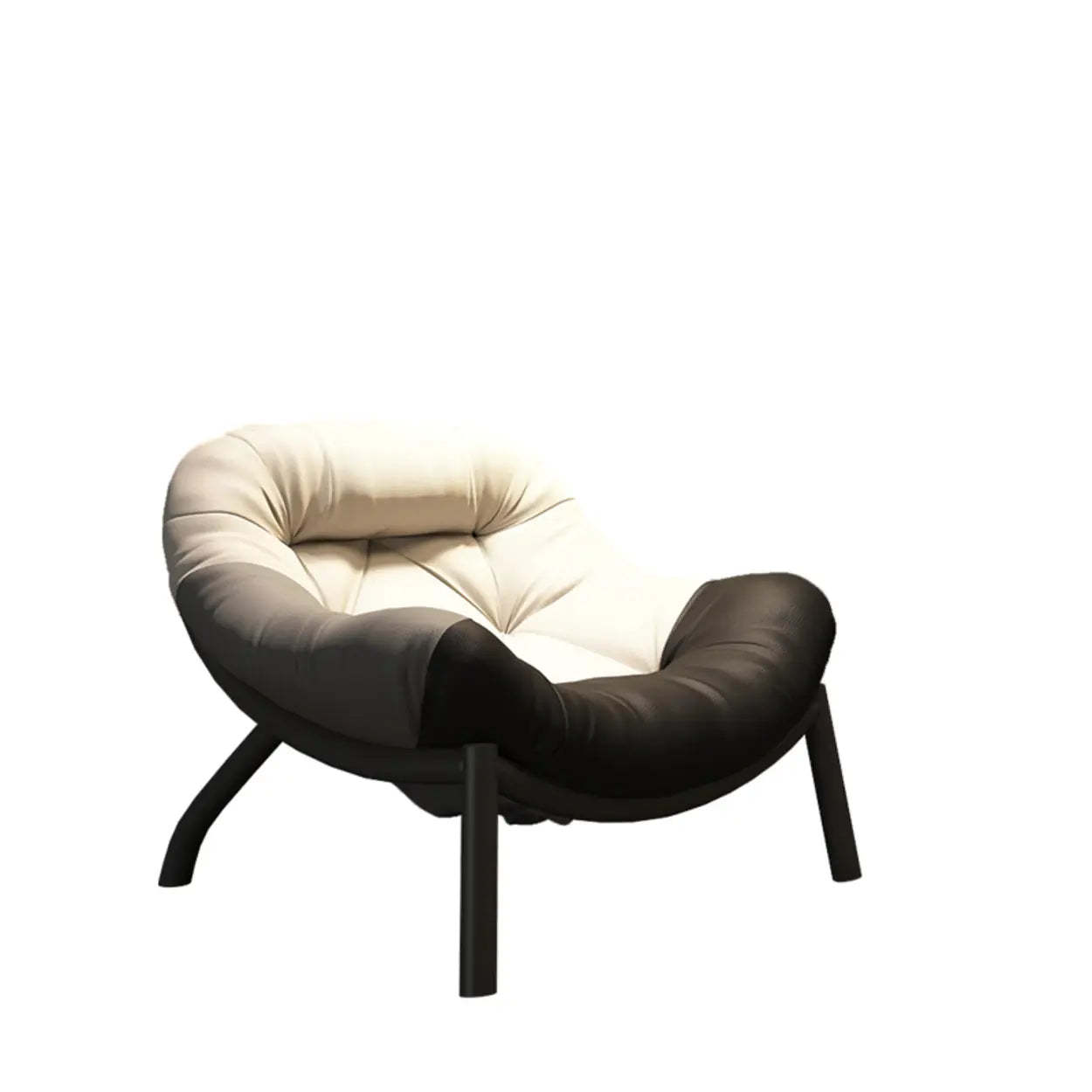 Modern Round Leather Tufted Back Lounge Chair