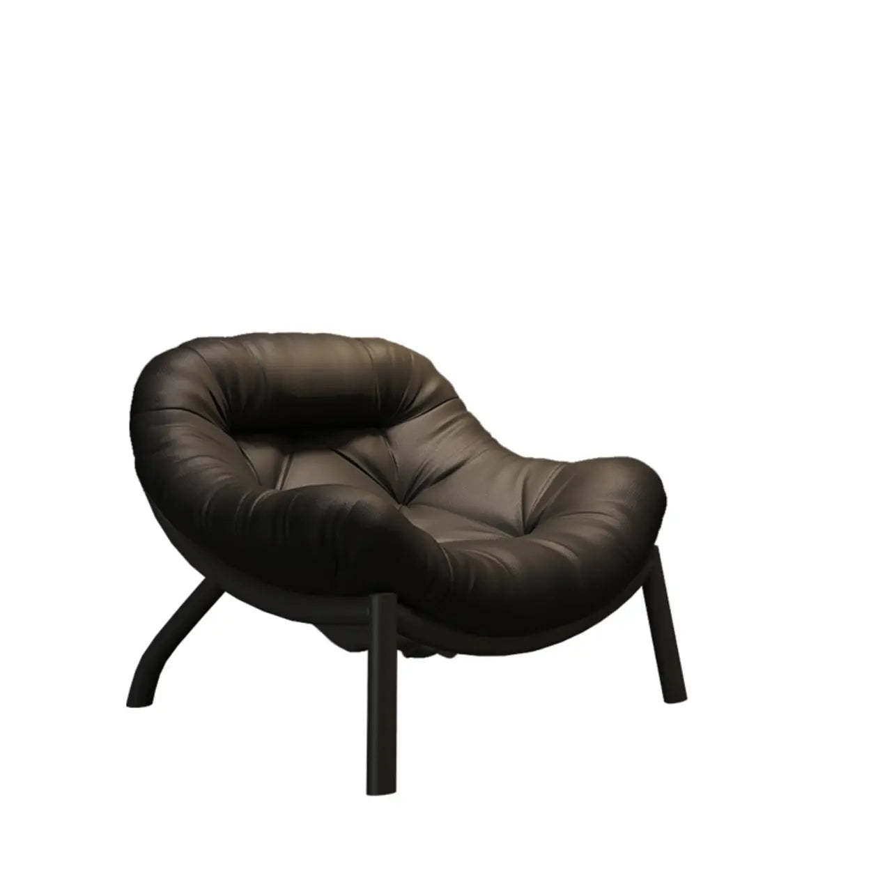 Modern Round Leather Tufted Back Lounge Chair
