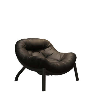 Modern Round Leather Tufted Back Lounge Chair
