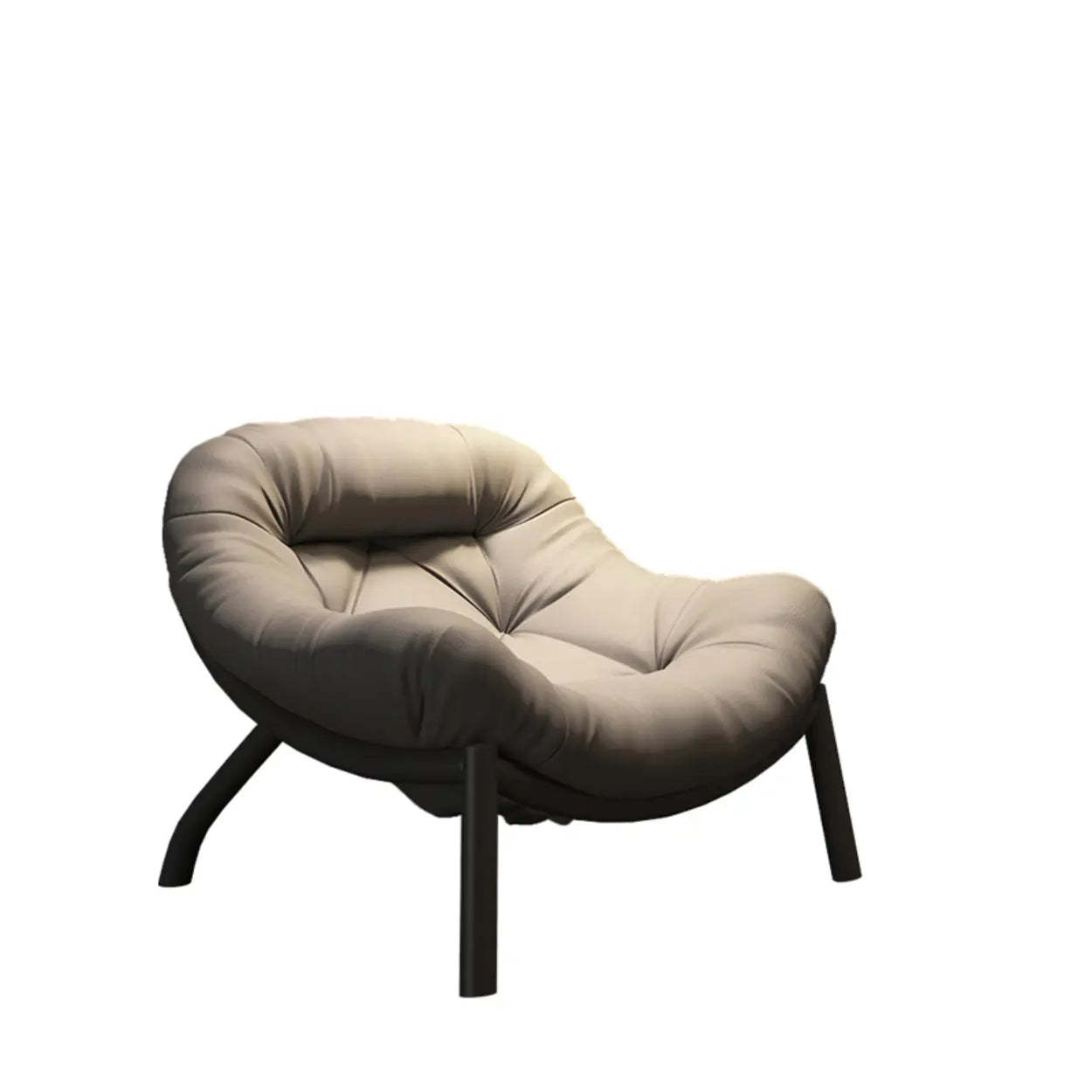Modern Round Leather Tufted Back Lounge Chair