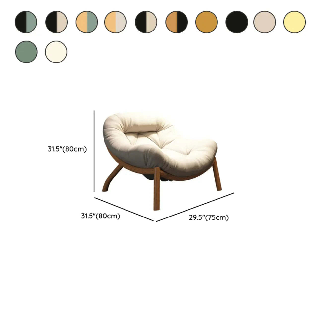 Modern Round Leather Tufted Back Lounge Chair