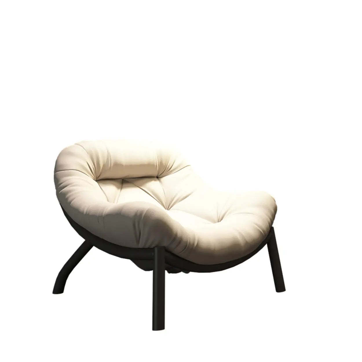 Modern Round Leather Tufted Back Lounge Chair — Yellow / Leather / Black