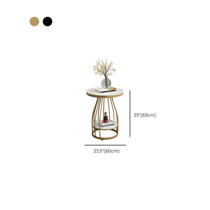 Modern Round Metal Side Table with Shelf