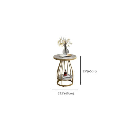 Modern Round Metal Side Table with Shelf