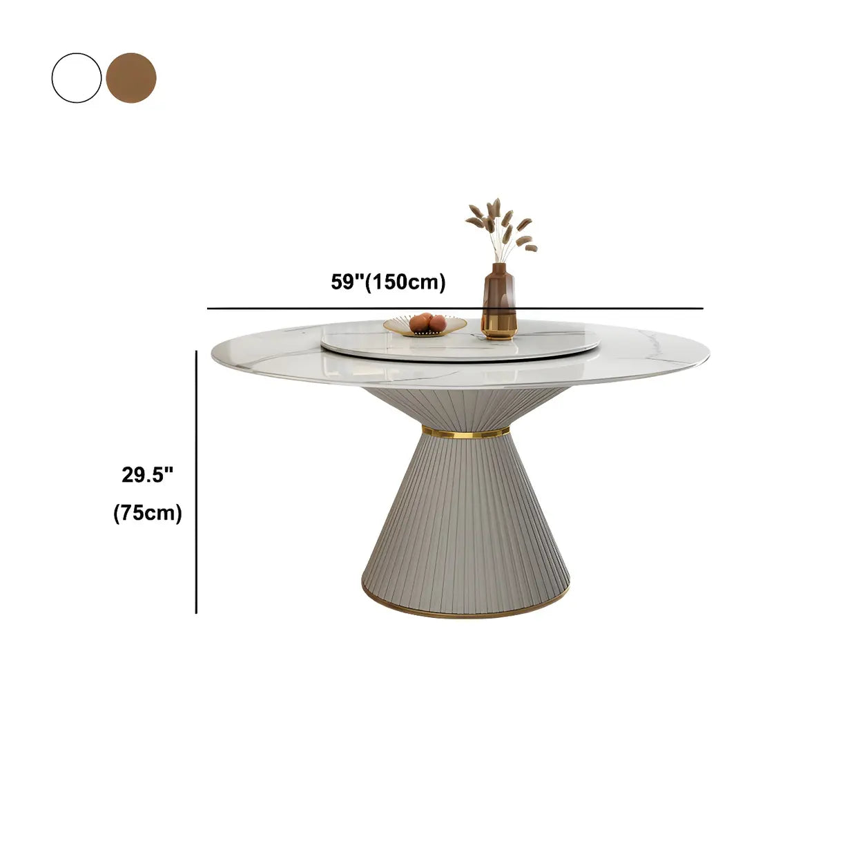 Modern Round White Marble Lazy Susan Dining Table