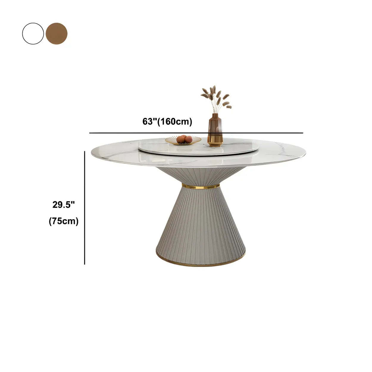 Modern Round White Marble Lazy Susan Dining Table