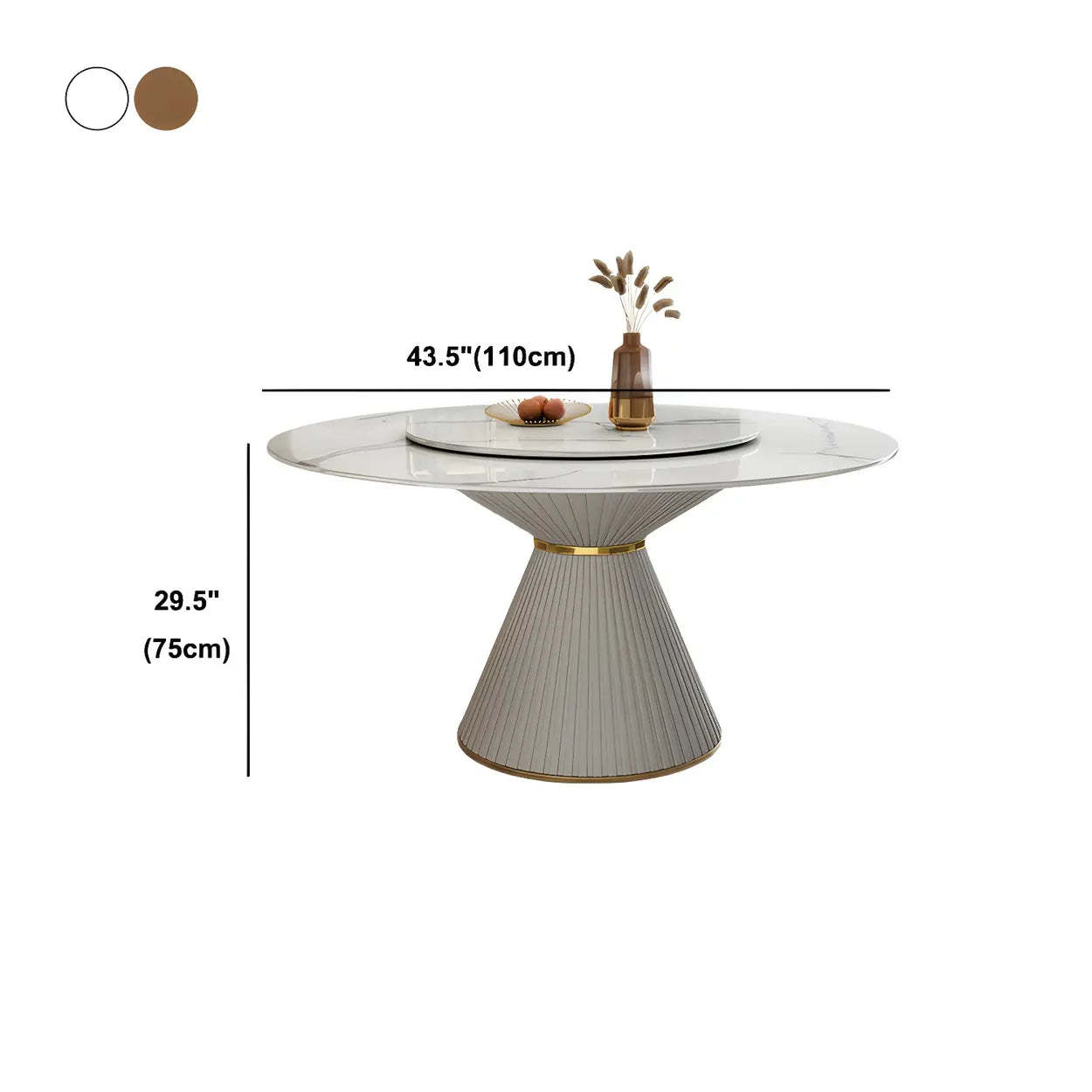 Modern Round White Marble Lazy Susan Dining Table