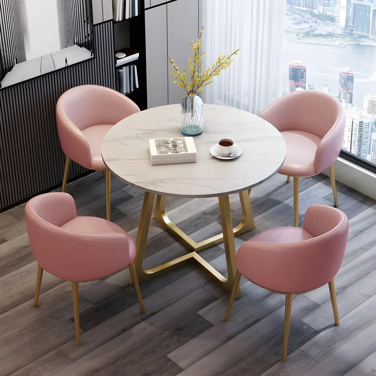 Modern Round Stone Dining Table — Table Only