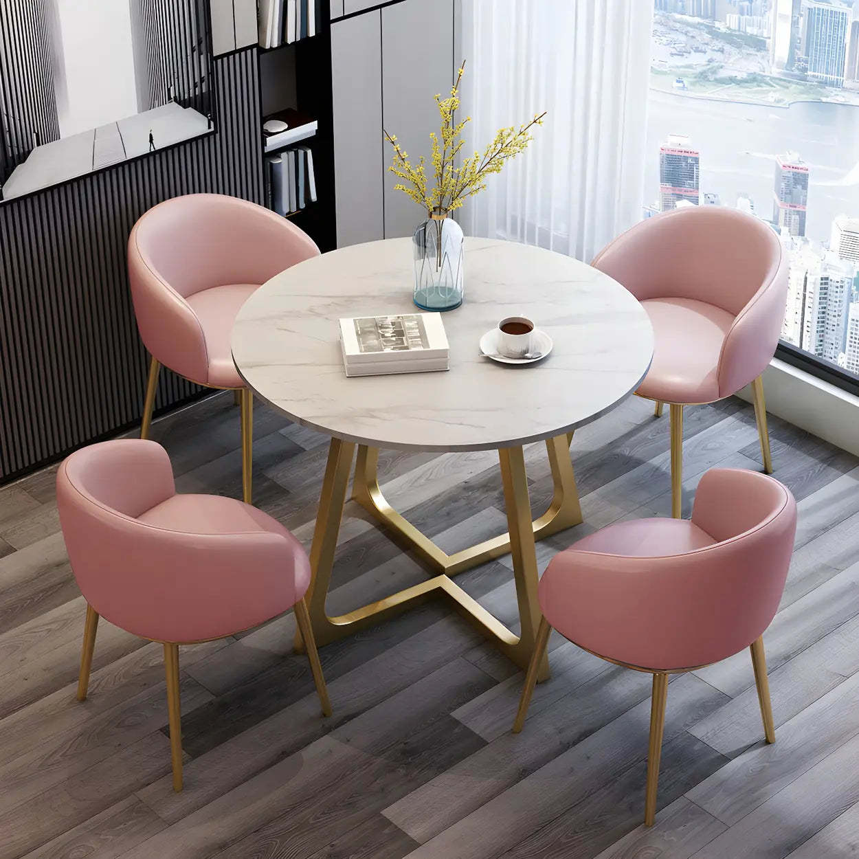Modern Round Stone Dining Table — Table Only