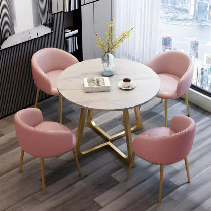 Modern Round Stone Dining Table — Table Only