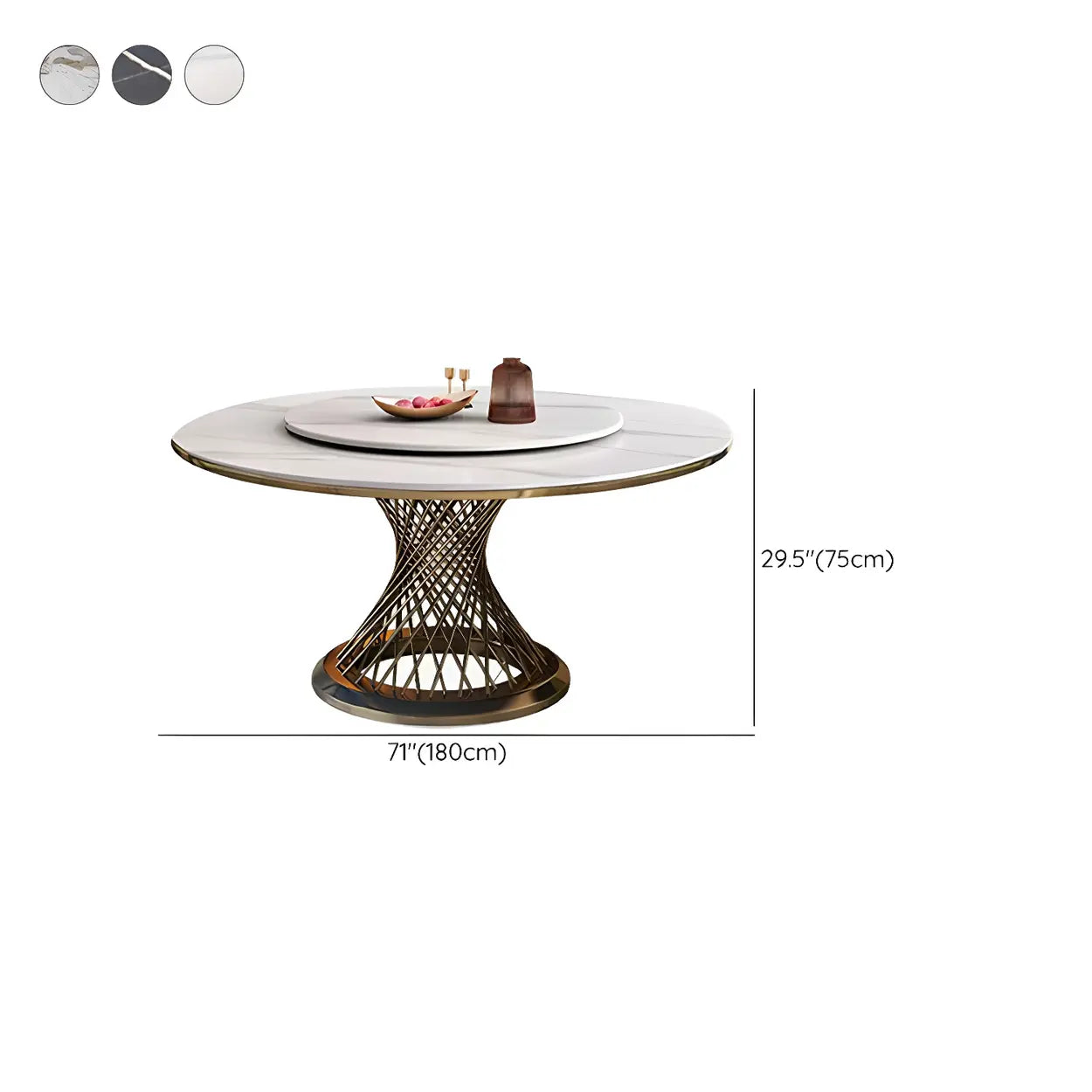 Modern Round Stone Lazy Susan Dining Table
