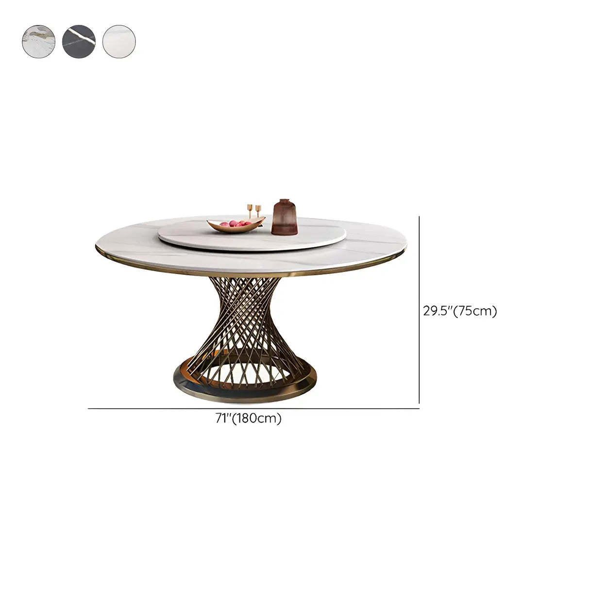 Modern Round Stone Lazy Susan Dining Table