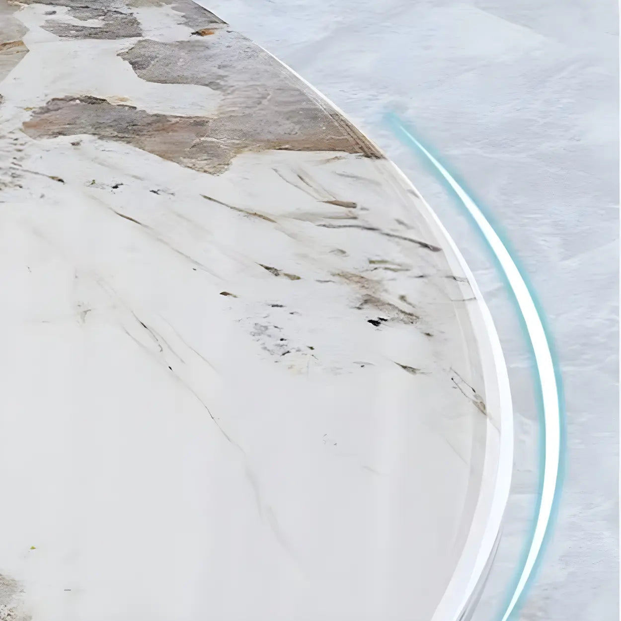 Modern Round Stone Lazy Susan Dining Table — White / Table Only