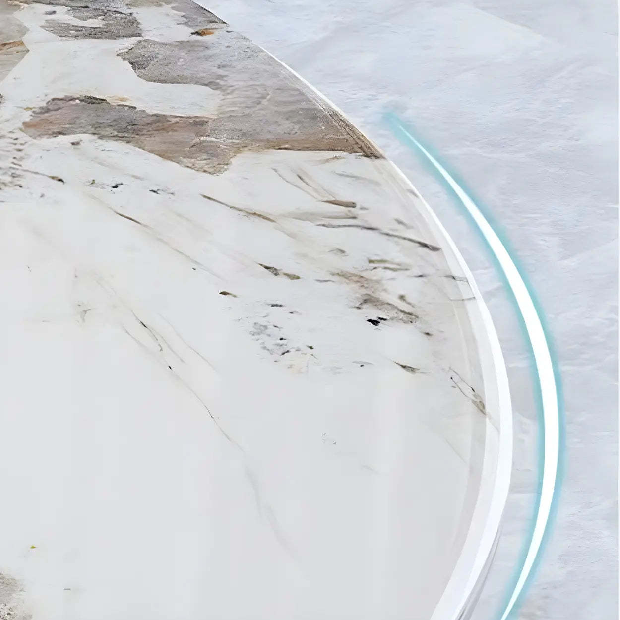 Modern Round Stone Lazy Susan Dining Table — White / Table Only