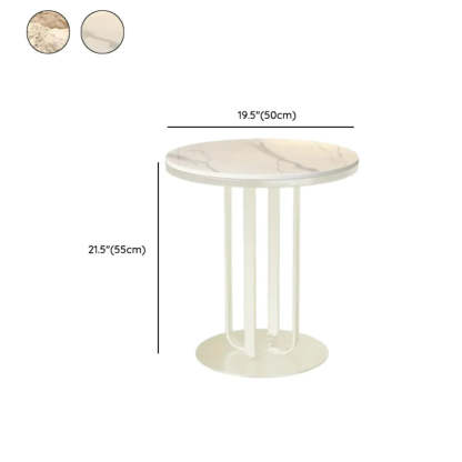 Round Stone-Top Metal Side Table