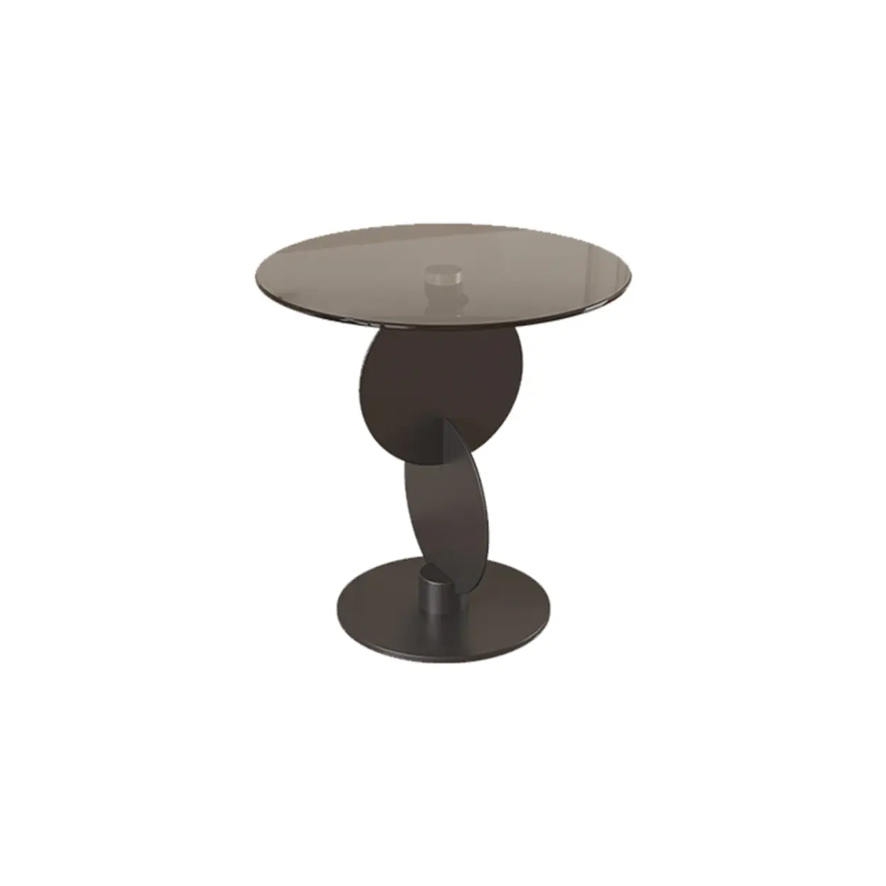 Modern Smoked Glass Metal Side Table — Brown