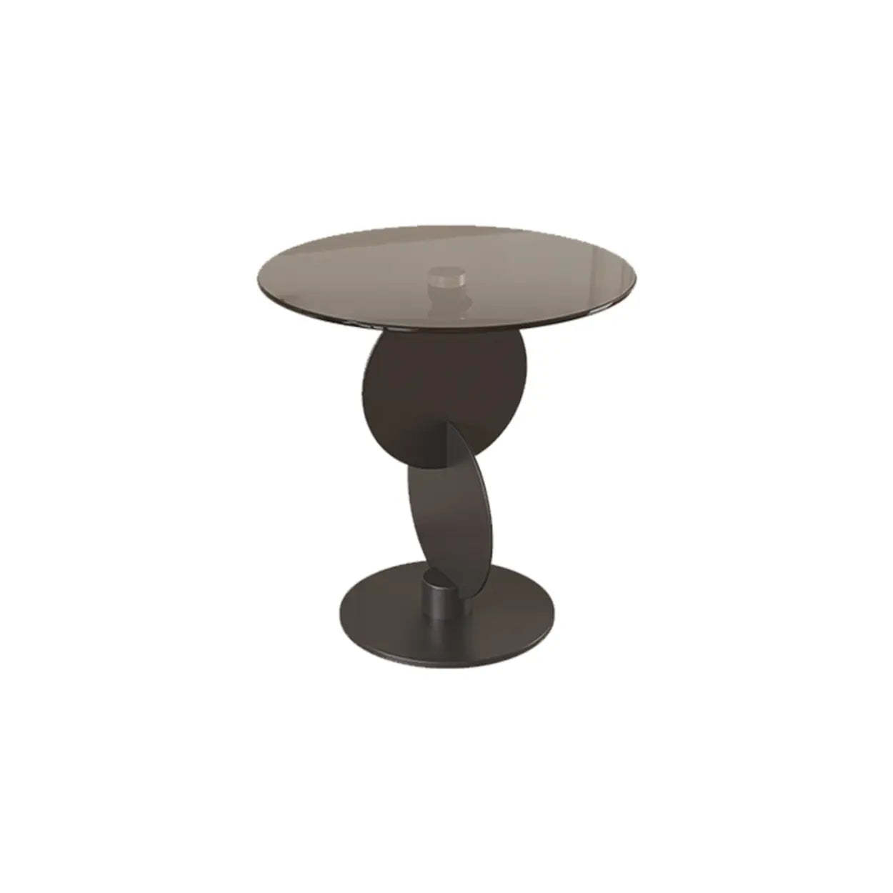 Modern Smoked Glass Metal Side Table — Brown