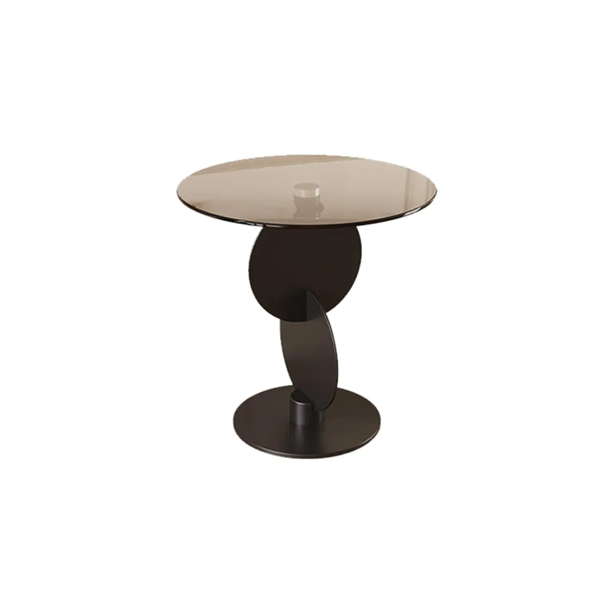Modern Smoked Glass Metal Side Table — Gray