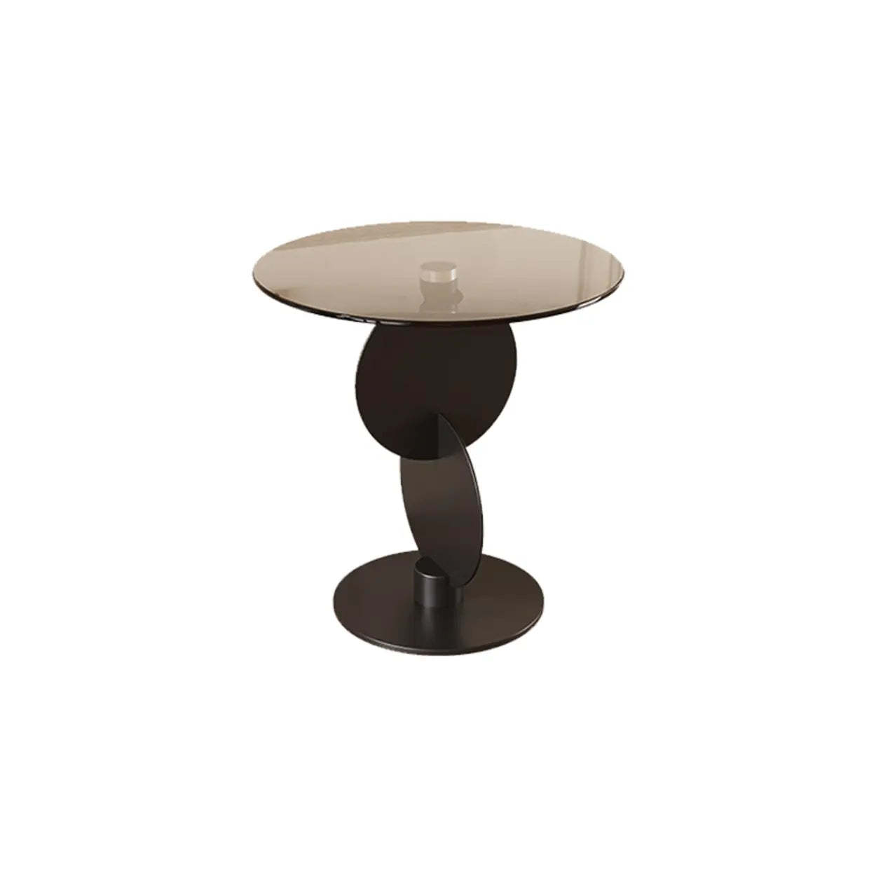 Modern Smoked Glass Metal Side Table — Gray