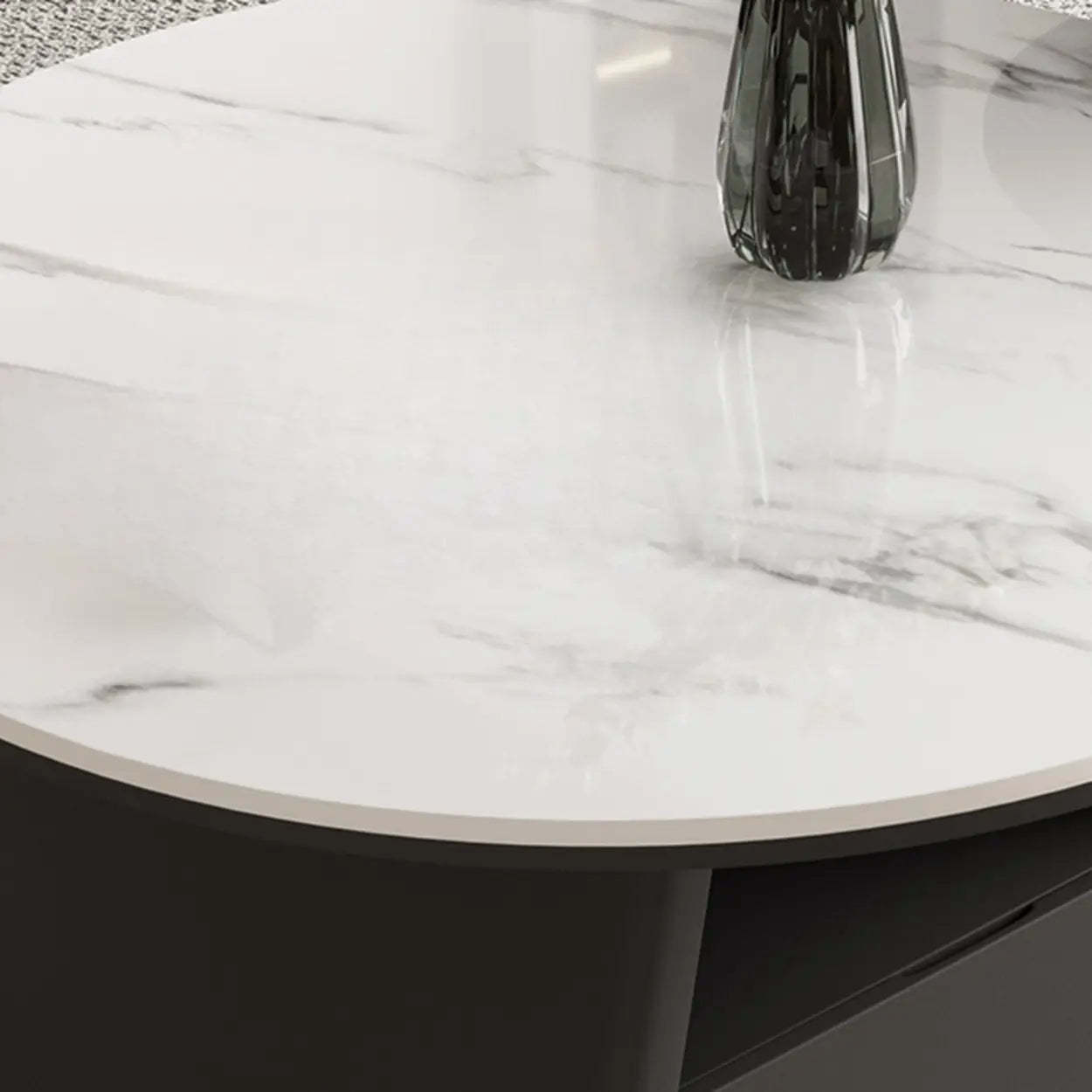 Modern Round Stone Coffee Table with Drawer