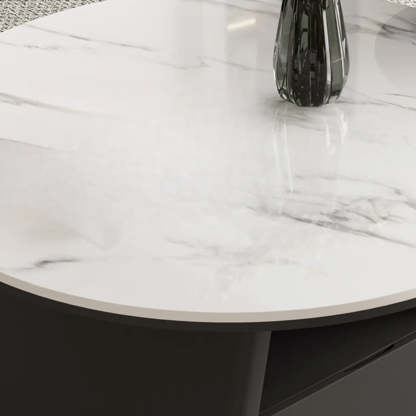 Modern Round Stone Coffee Table with Drawer