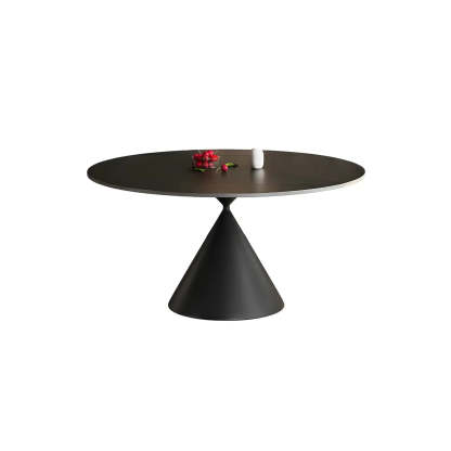 Modern Round Stone Extendable Dining Table — Table Only