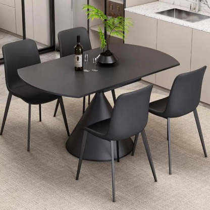Modern Round Stone Extendable Dining Table — Table Only