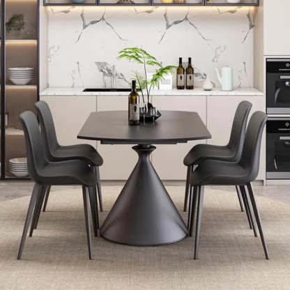 Modern Round Stone Extendable Dining Table