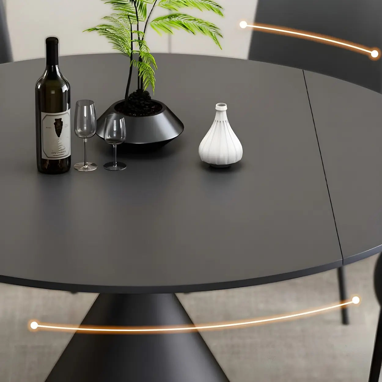 Modern Round Stone Extendable Dining Table