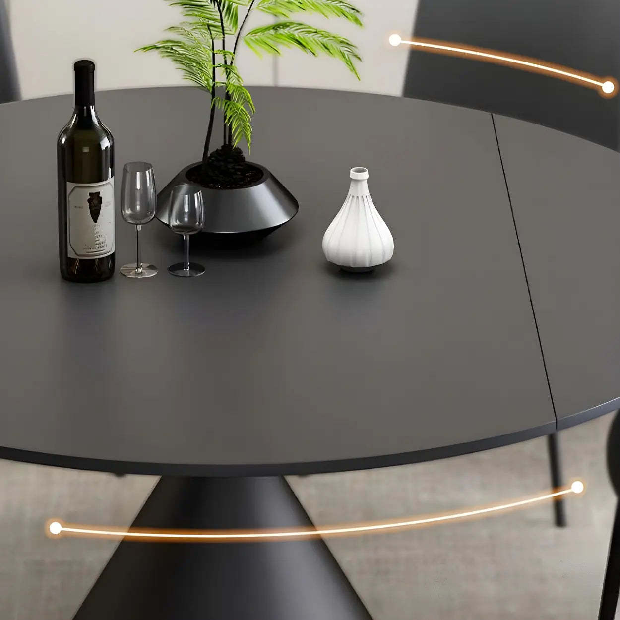 Modern Round Stone Extendable Dining Table