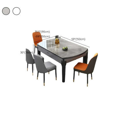 Modern Round Gray Marble Extendable Dining Table